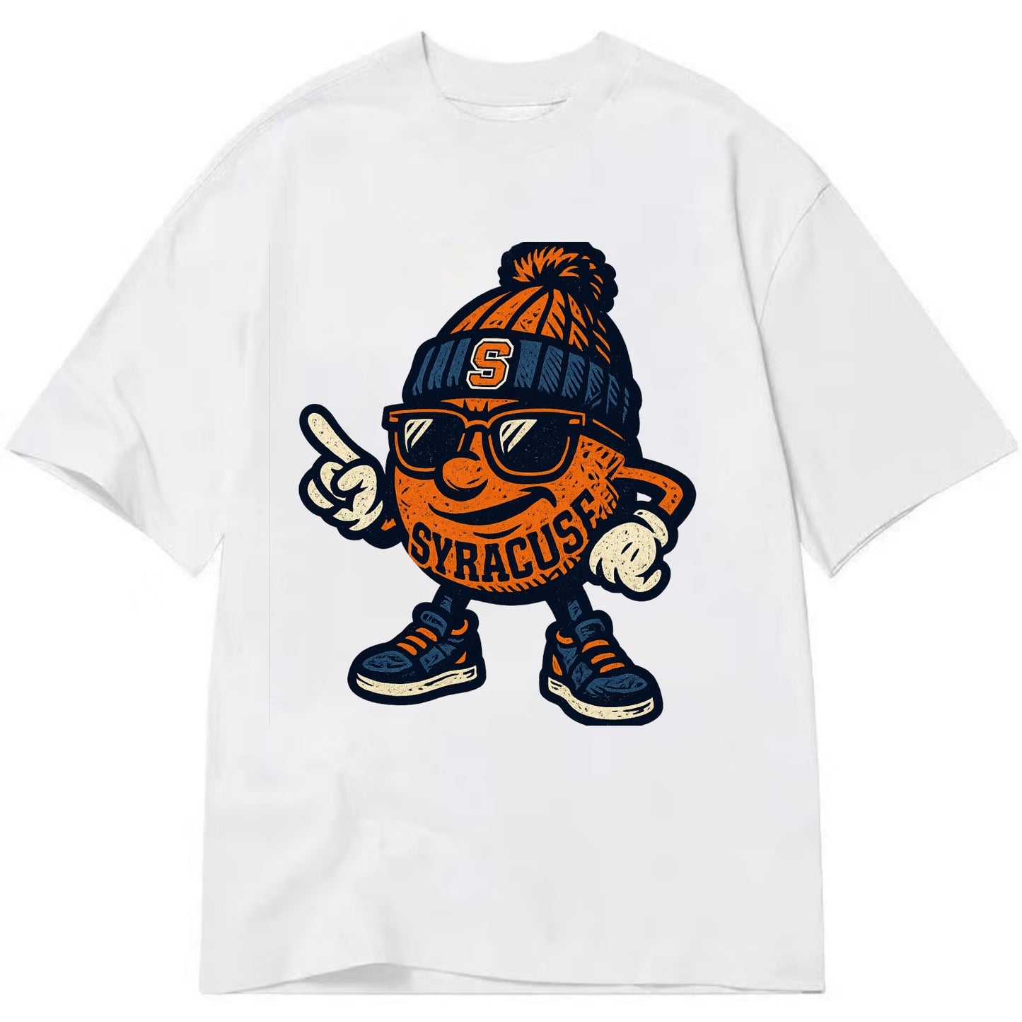 Syracuse Orange wearing Syracuse beanie with S patch - Classic T-shirt - White