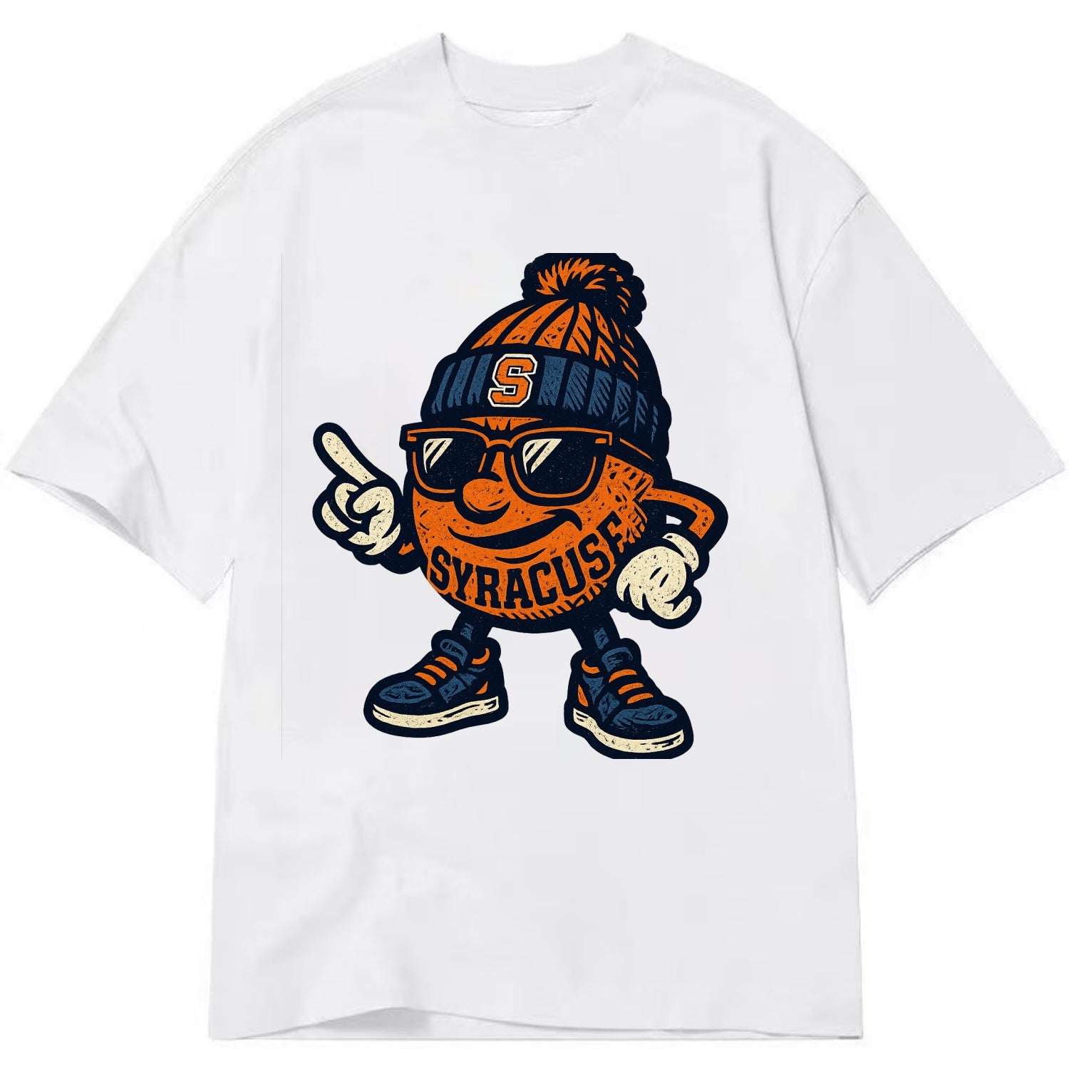 Syracuse Orange wearing Syracuse beanie with S patch - Classic T-shirt - White
