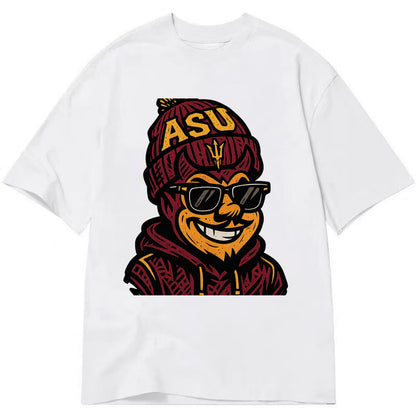 Tempe Sparky wearing Arizona State beanie with fork patch - Classic T-shirt - White