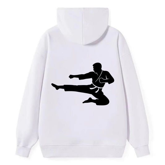 Martial artist flying kick - Classic Pullover Hoodie - White