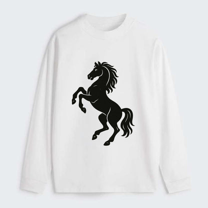 Stallion rearing on hind legs - Classic Long Sleeve Shirt - White
