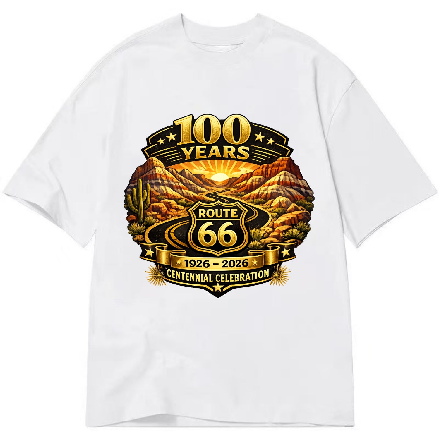 PAINTED DESERT | Colorful desert landscape | Route 66 winding through | Natural - Classic T-shirt - White