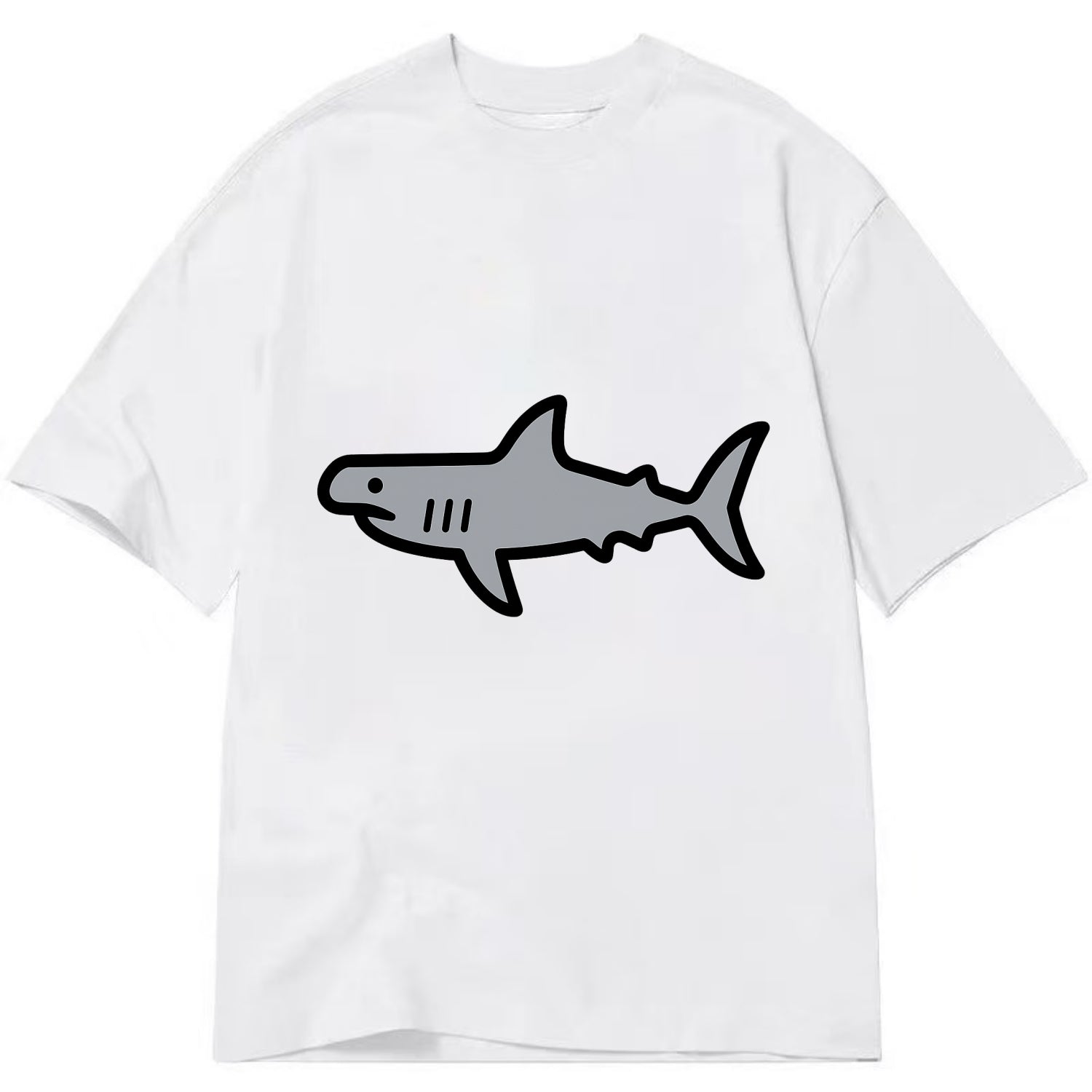 Hammerhead Shark - Gray distinctive head flat side profile - Classic T-shirt - White