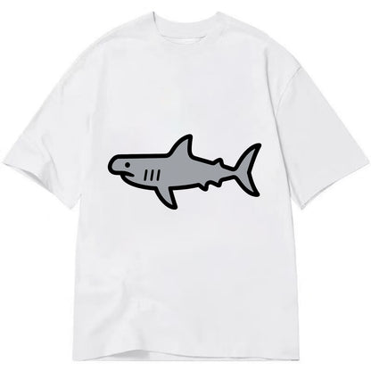 Hammerhead Shark - Gray distinctive head flat side profile - Classic T-shirt - White