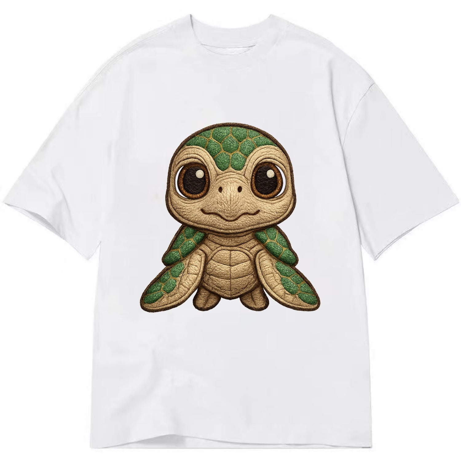 Baby Green Sea Turtle - emerald shell, large innocent brown eyes, tiny flippers, - Classic T-shirt - White