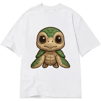 Baby Green Sea Turtle - emerald shell, large innocent brown eyes, tiny flippers, - Classic T-shirt - White