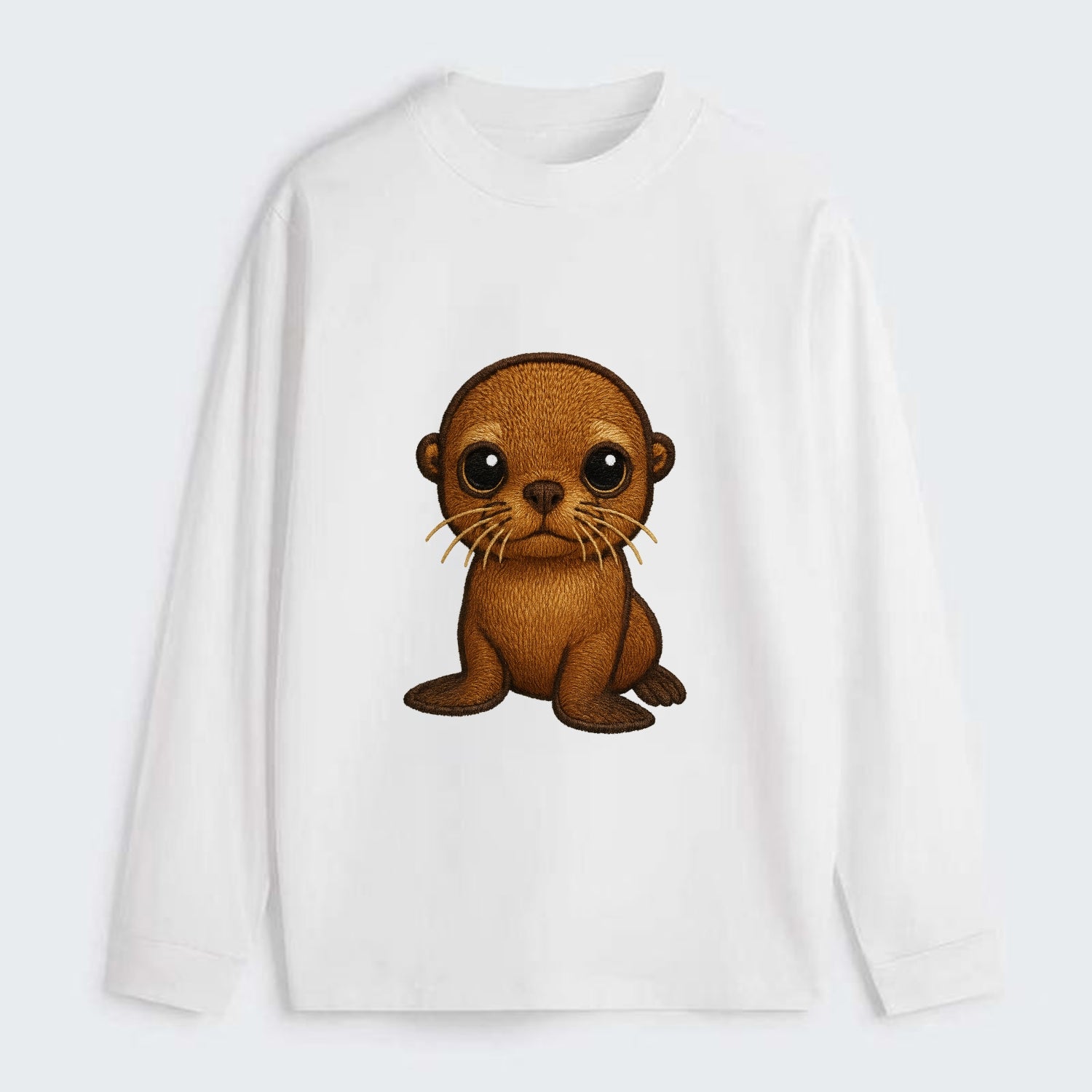 Baby California Sea Lion - golden brown, large expressive eyes, - Classic Long Sleeve Shirt - White
