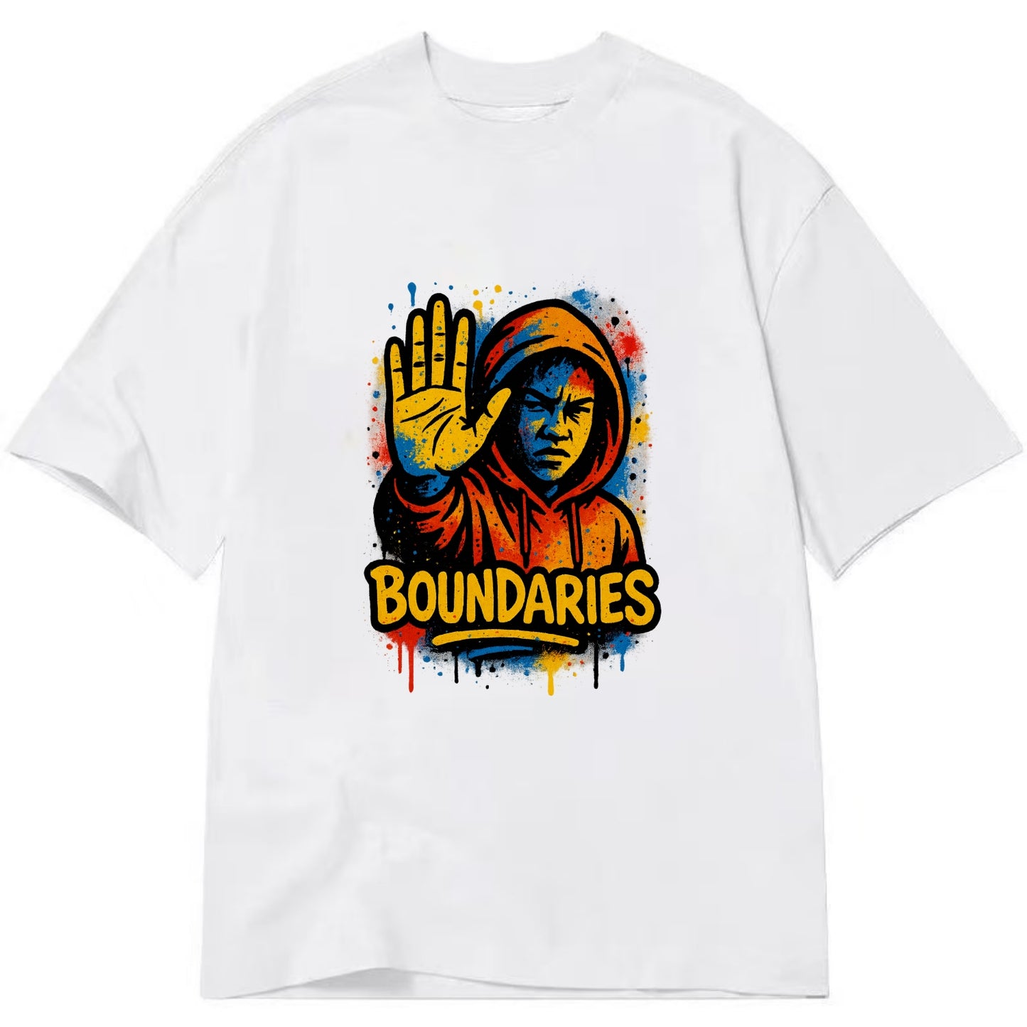 Person holding up hand in "stop" gesture - setting boundaries concept, - Classic T-shirt - White