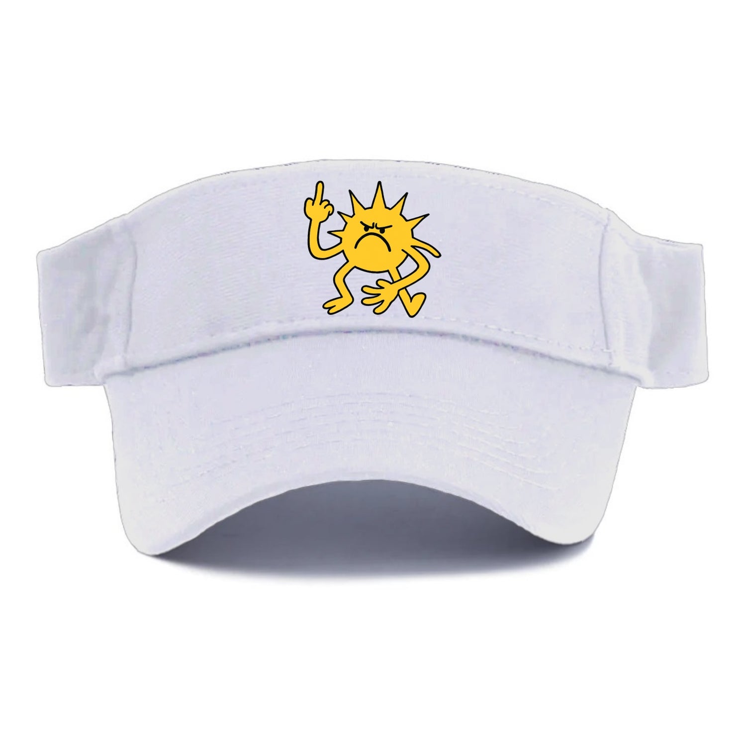MORNINGS ARE PUNISHMENT | Grumpy sun with middle finger - Visor - White