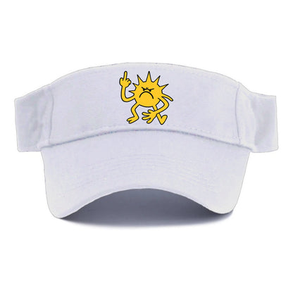 MORNINGS ARE PUNISHMENT | Grumpy sun with middle finger - Visor - White