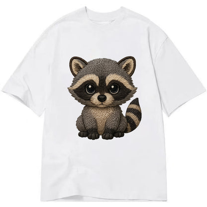 Baby Raccoon - gray fur, black mask, ringed tail, bright curious eyes, - Classic T-shirt - White