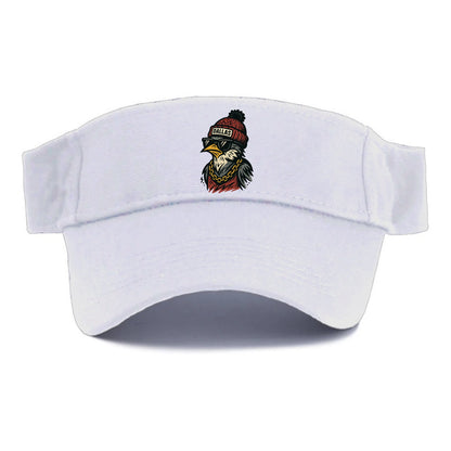 Dallas Mockingbird wearing Dallas beanie with pom pom and wayfarer sunglasses - Visor - White