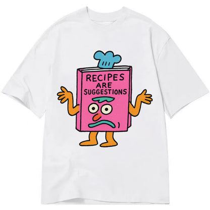 RECIPES ARE SUGGESTIONS | Cookbook shrugging - Classic T-shirt - White