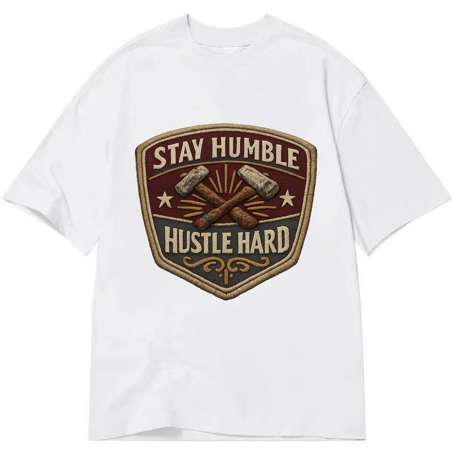 STAY HUMBLE HUSTLE HARD - text in silver , work ethic - Classic T-shirt - White