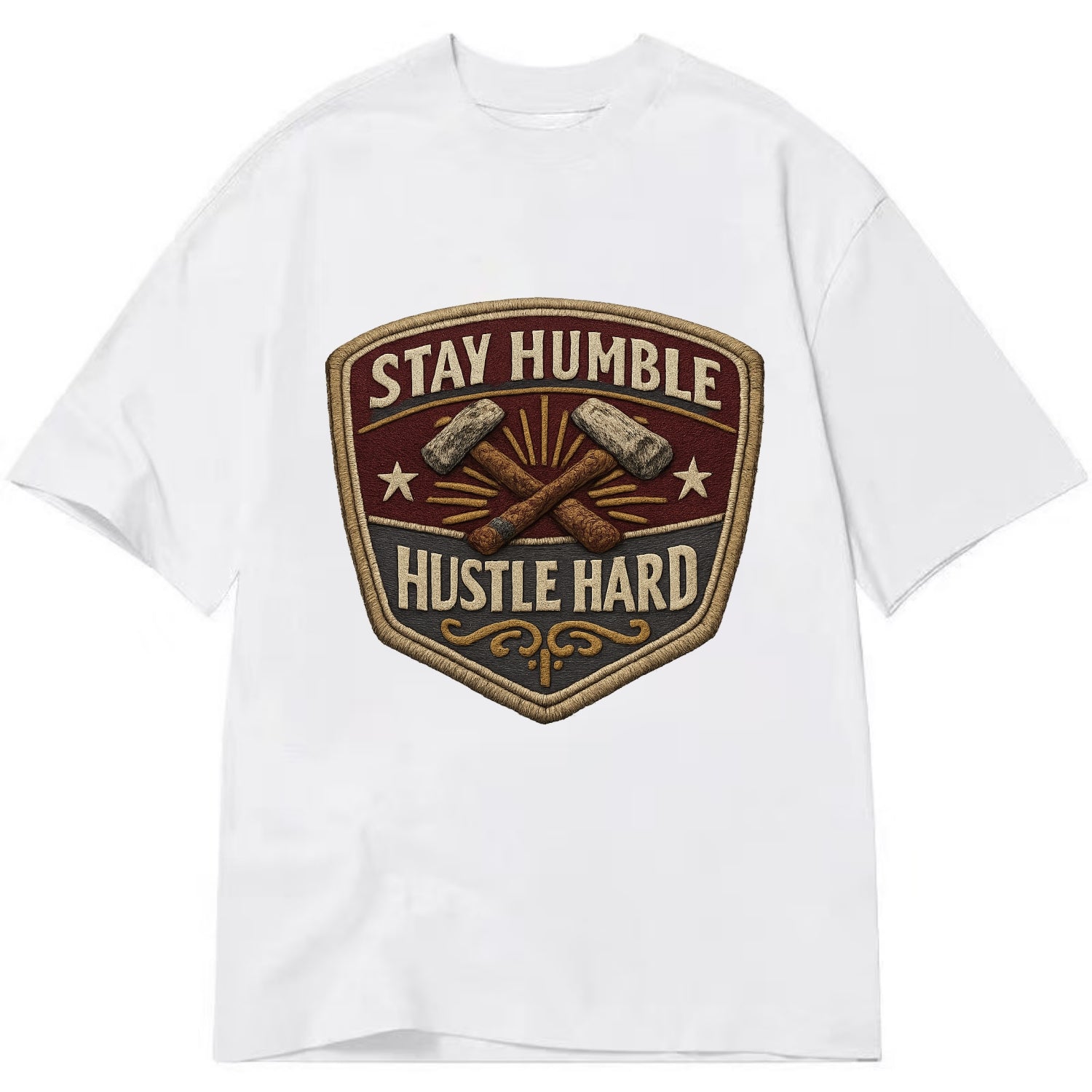 STAY HUMBLE HUSTLE HARD - text in silver , work ethic - Classic T-shirt - White