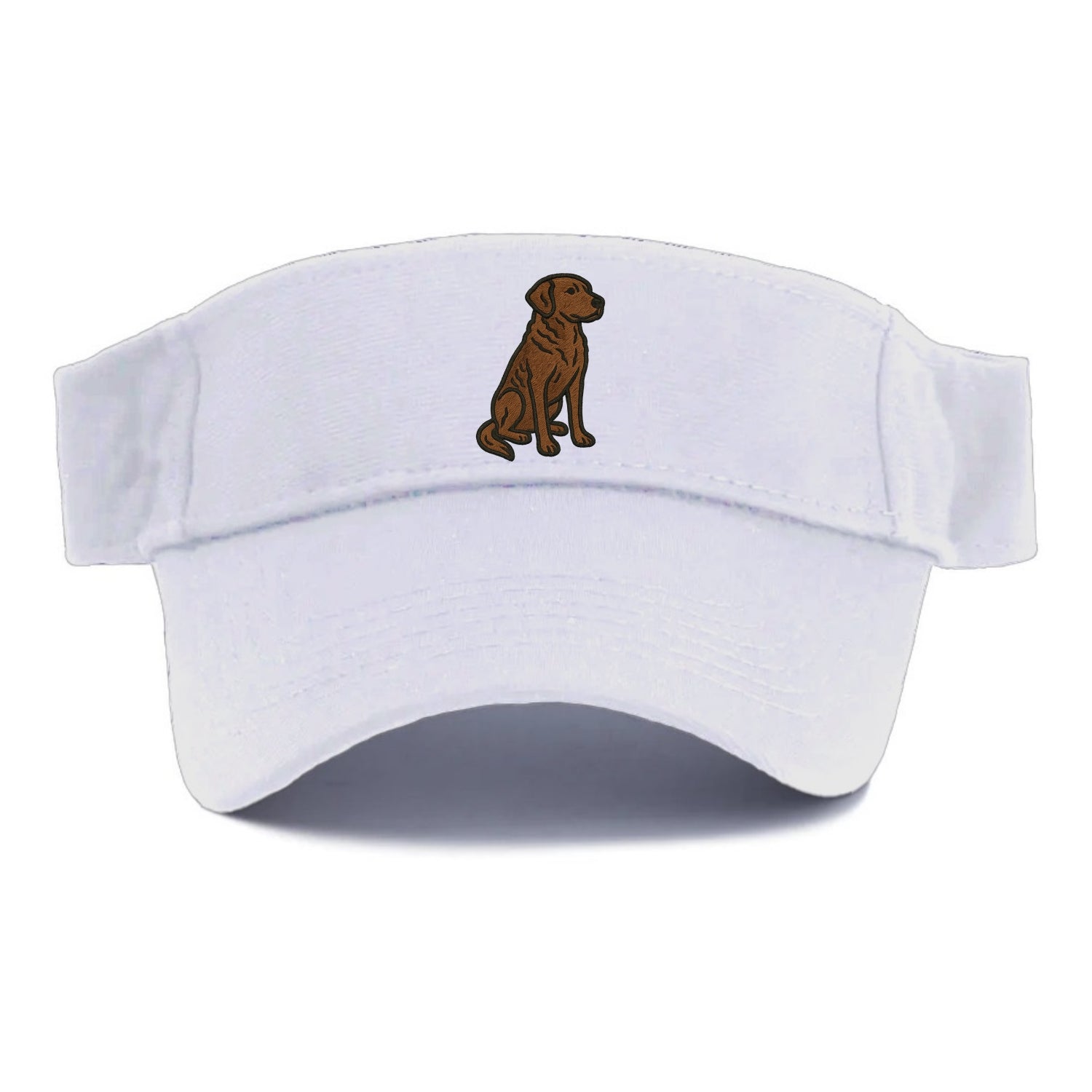 Chesapeake Bay Retriever - Brown wavy coat embroidered sitting pose - Visor - White