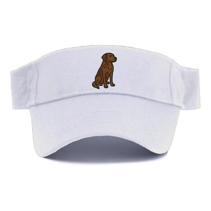 Chesapeake Bay Retriever - Brown wavy coat embroidered sitting pose - Visor - White
