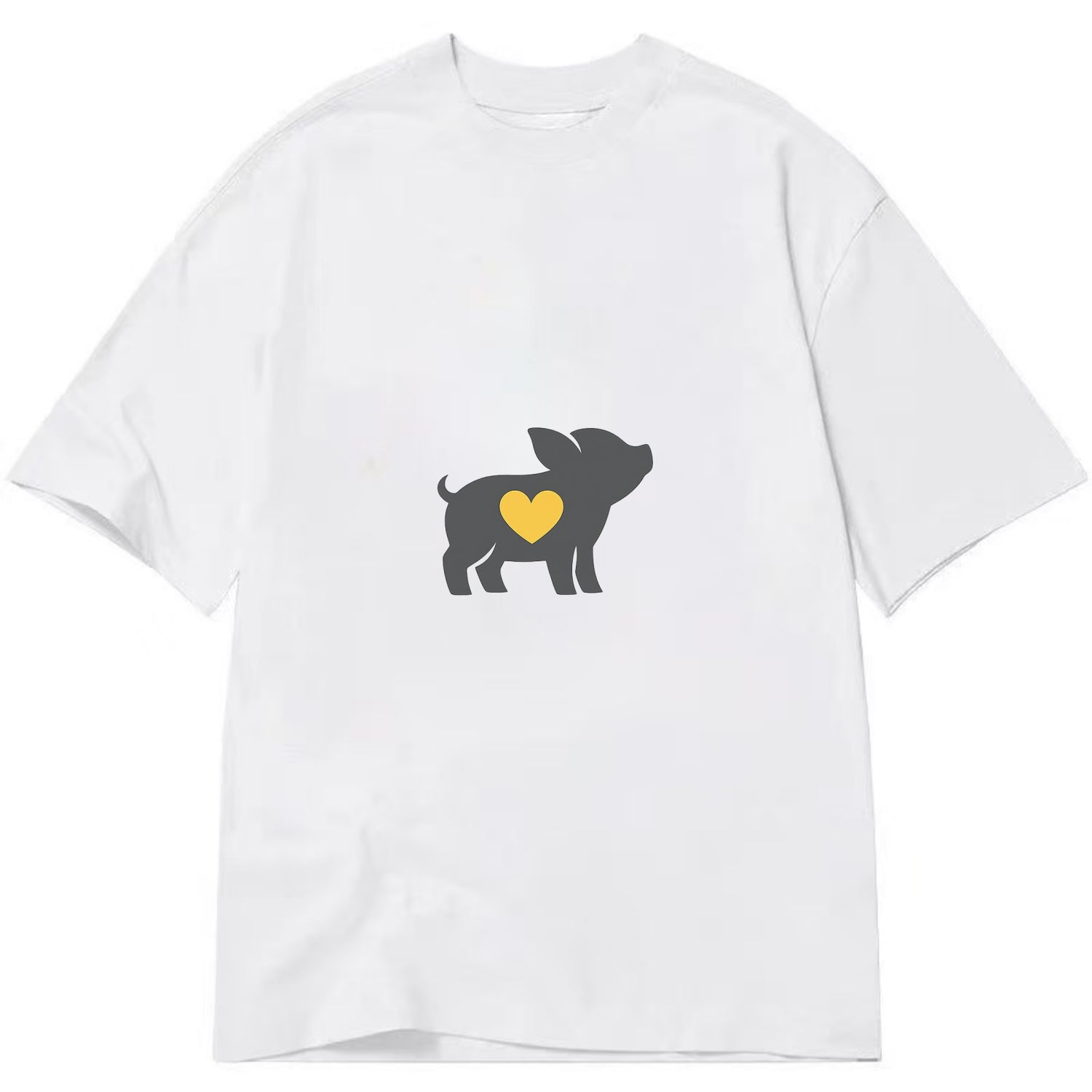 SMALL BUT BRAVE | Tiny piglet silhouette | Big heart within | Courage despite - Classic T-shirt - White