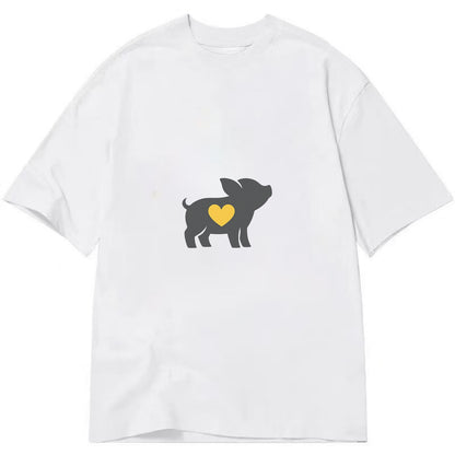 SMALL BUT BRAVE | Tiny piglet silhouette | Big heart within | Courage despite - Classic T-shirt - White