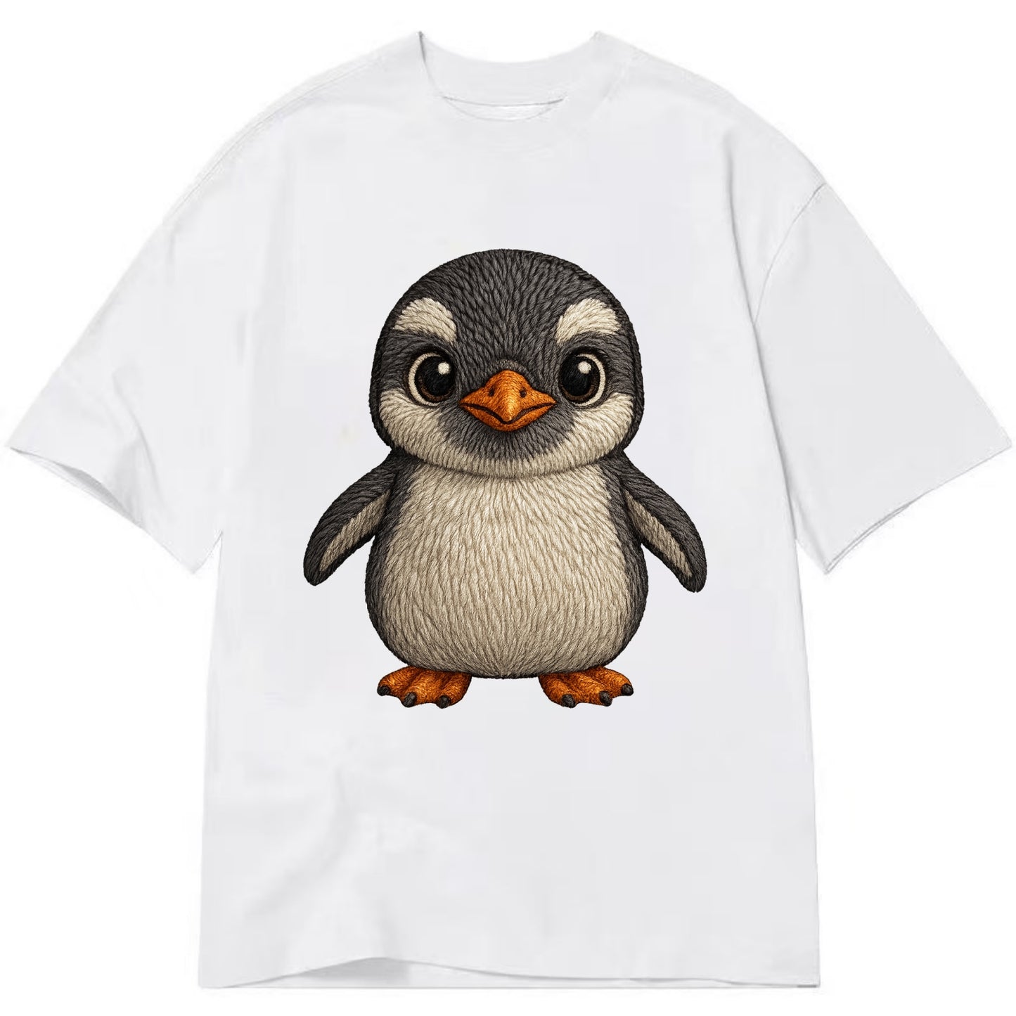 Baby Gentoo Penguin - orange beak, white cap, bright eyes, front-facing, energetic - Classic T-shirt - White
