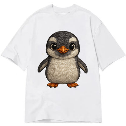 Baby Gentoo Penguin - orange beak, white cap, bright eyes, front-facing, energetic - Classic T-shirt - White
