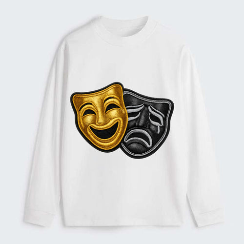 BROADWAY MASKS - comedy tragedy masks in gold and black , theater - Classic Long Sleeve Shirt