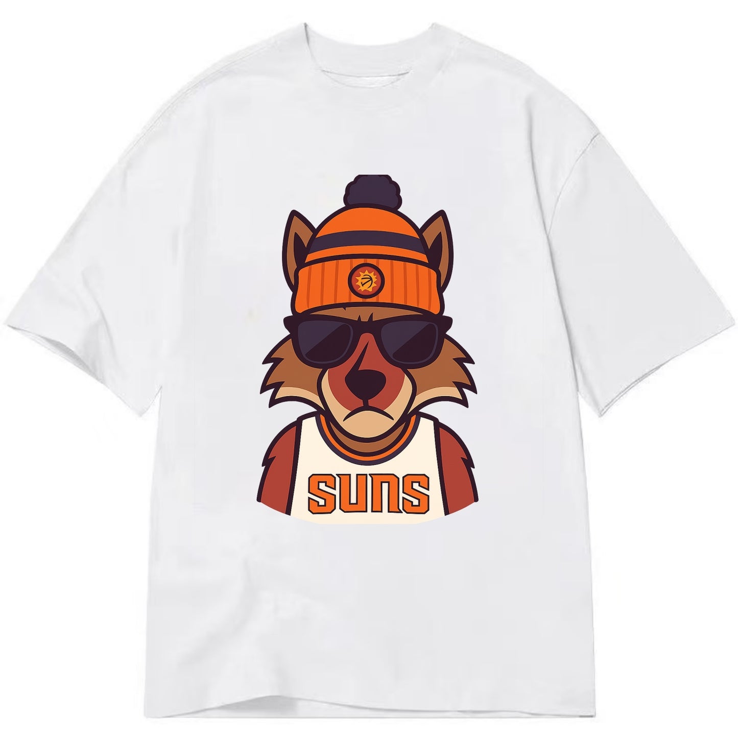 Arizona Coyote wearing Suns beanie with desert sun patch and wayfarer sunglasses - Classic T-shirt - White