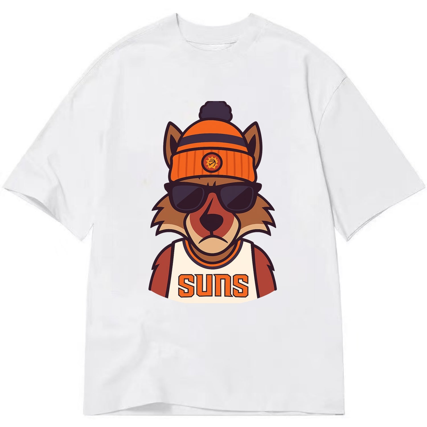 Arizona Coyote wearing Suns beanie with desert sun patch and wayfarer sunglasses - Classic T-shirt - White