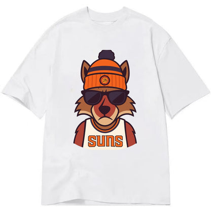 Arizona Coyote wearing Suns beanie with desert sun patch and wayfarer sunglasses - Classic T-shirt - White