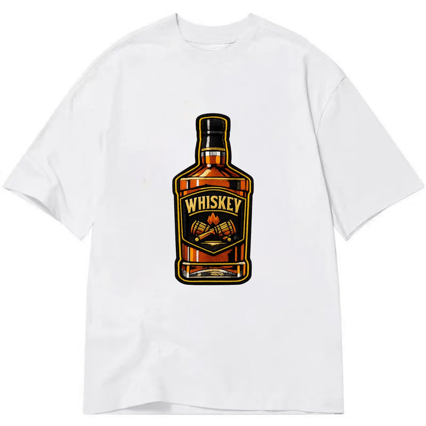 WHISKEY BOTTLE - bourbon bottle in amber and gold , spirits connoisseur - Classic T-shirt - White