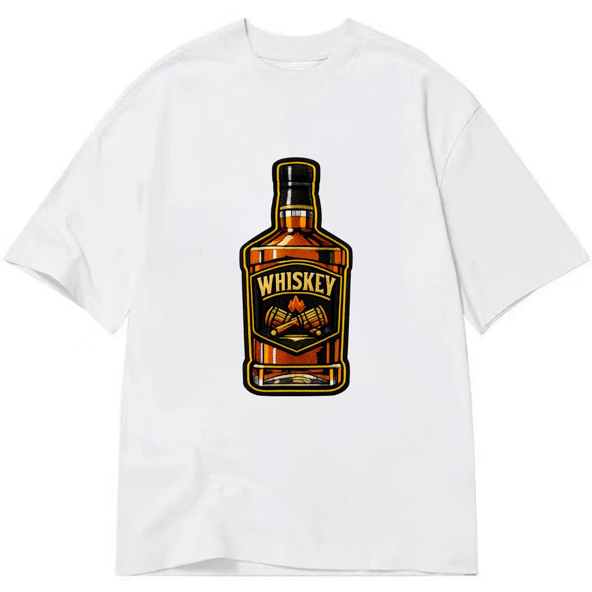 WHISKEY BOTTLE - bourbon bottle in amber and gold , spirits connoisseur - Classic T-shirt - White