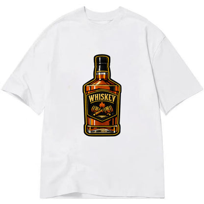 WHISKEY BOTTLE - bourbon bottle in amber and gold , spirits connoisseur - Classic T-shirt - White