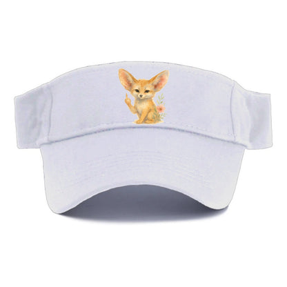 tiny fennec fox with oversized ears, one small paw raised in sass - Visor - White