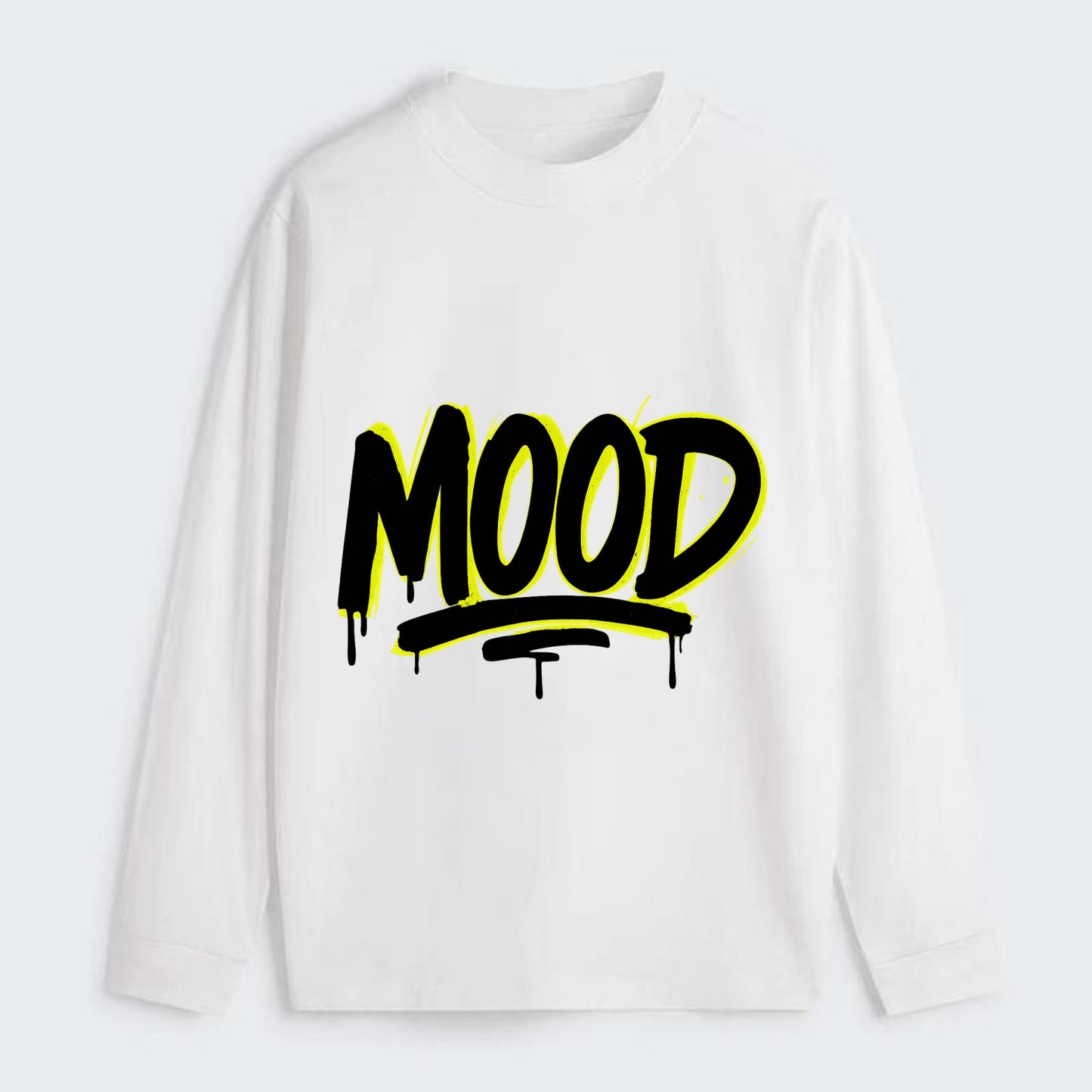 Bold typography design - "MOOD" - current state, feeling it - Classic Long Sleeve Shirt - White