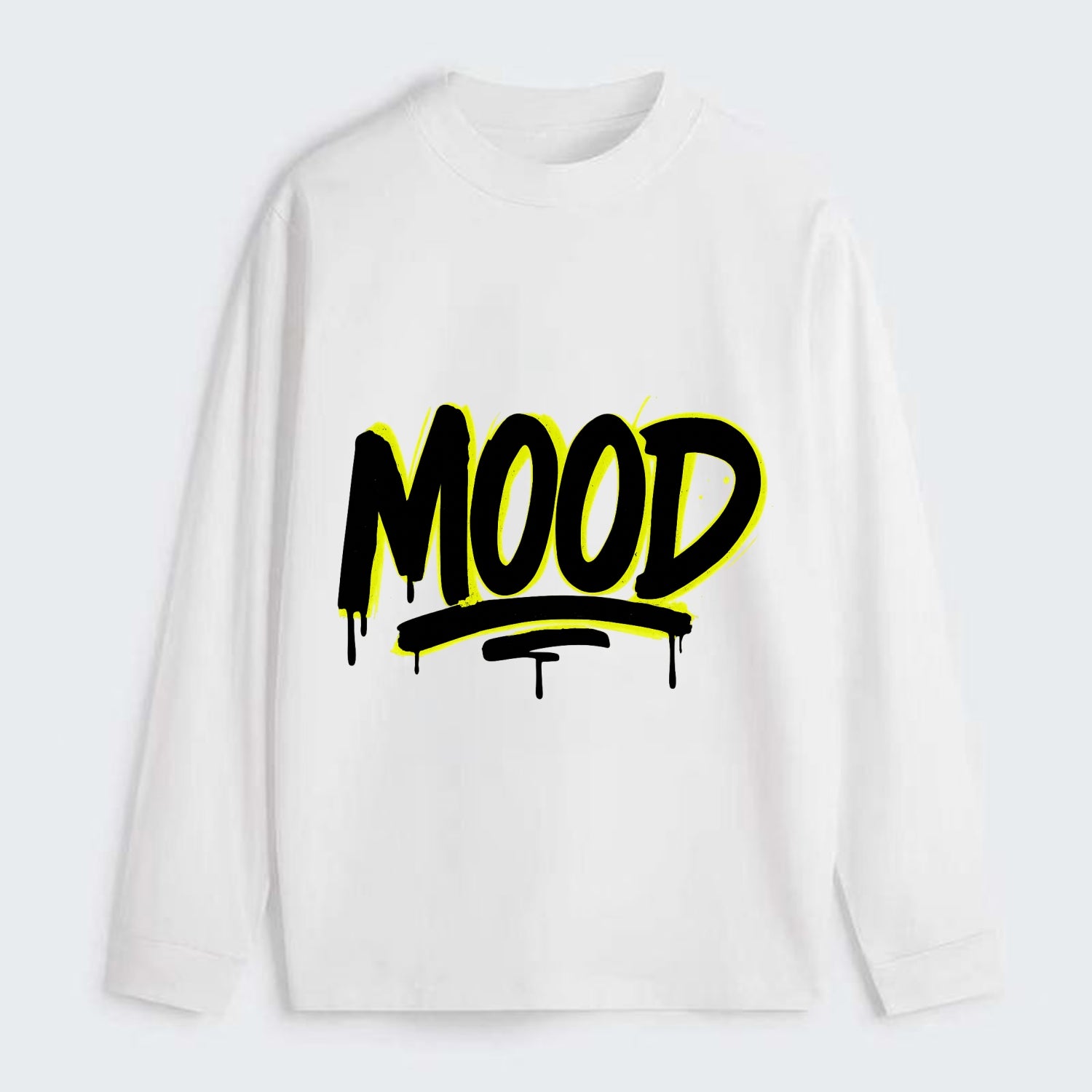 Bold typography design - "MOOD" - current state, feeling it - Classic Long Sleeve Shirt - White
