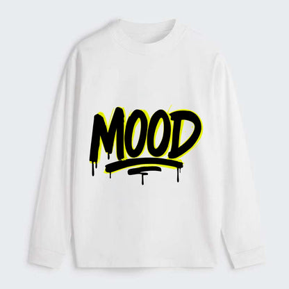 Bold typography design - "MOOD" - current state, feeling it - Classic Long Sleeve Shirt - White