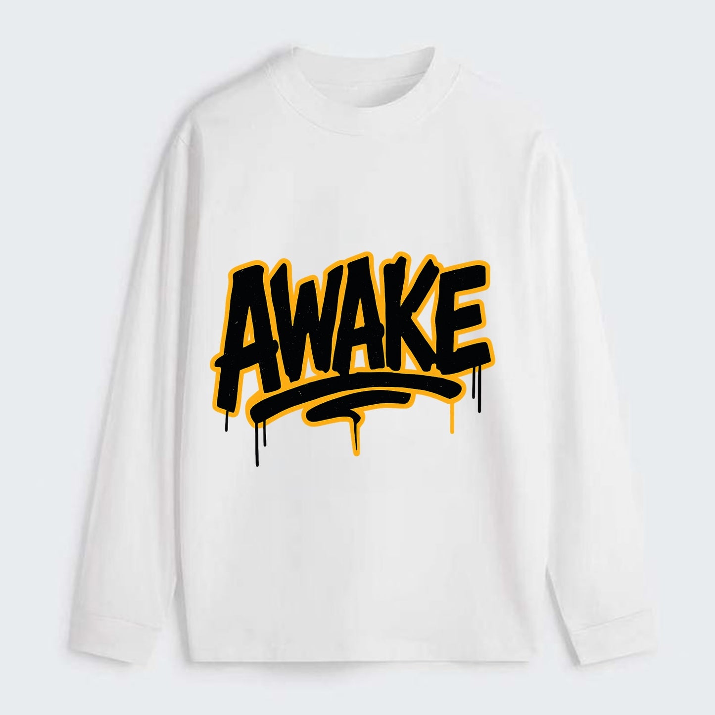 Bold typography design - "AWAKE" - conscious, aware, alert - Classic Long Sleeve Shirt - White