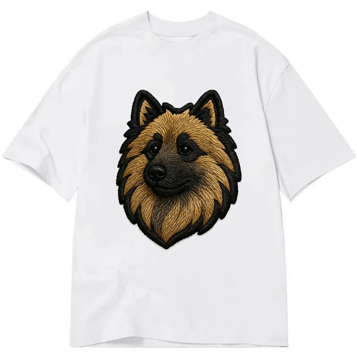 Keeshond - Contemporary spitz logo with - Classic T-shirt - White