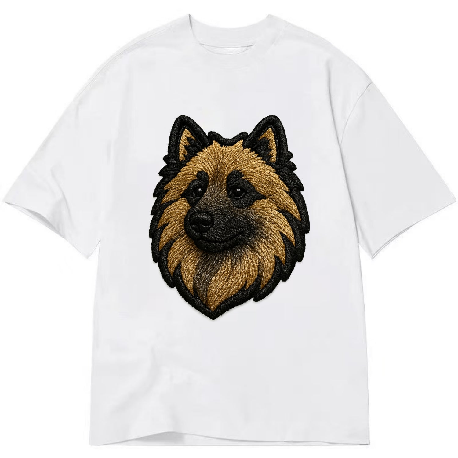 Keeshond - Contemporary spitz logo with - Classic T-shirt - White