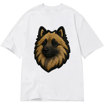 Keeshond - Contemporary spitz logo with - Classic T-shirt - White