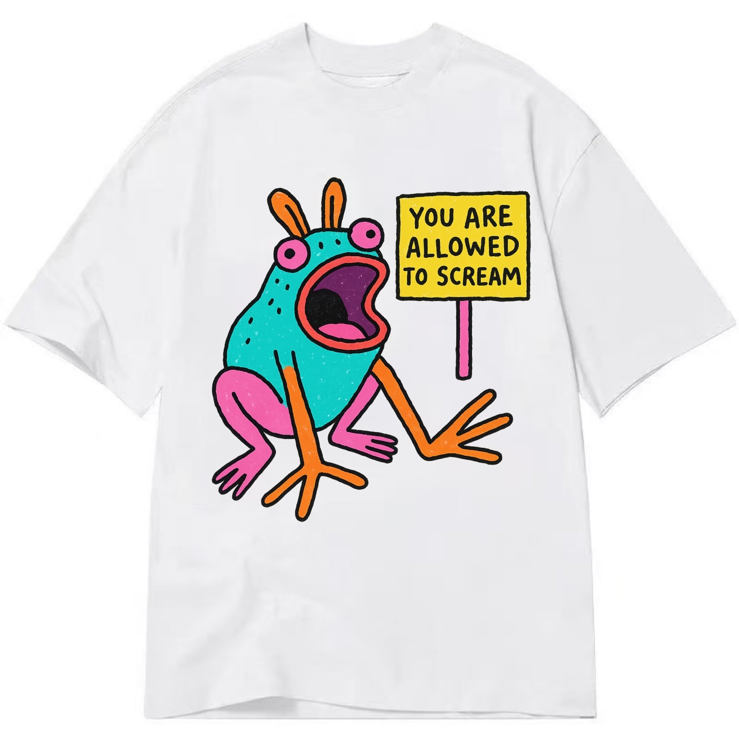 YOU ARE ALLOWED TO SCREAM | Open-mouthed frog mid-scream - Classic T-shirt - White