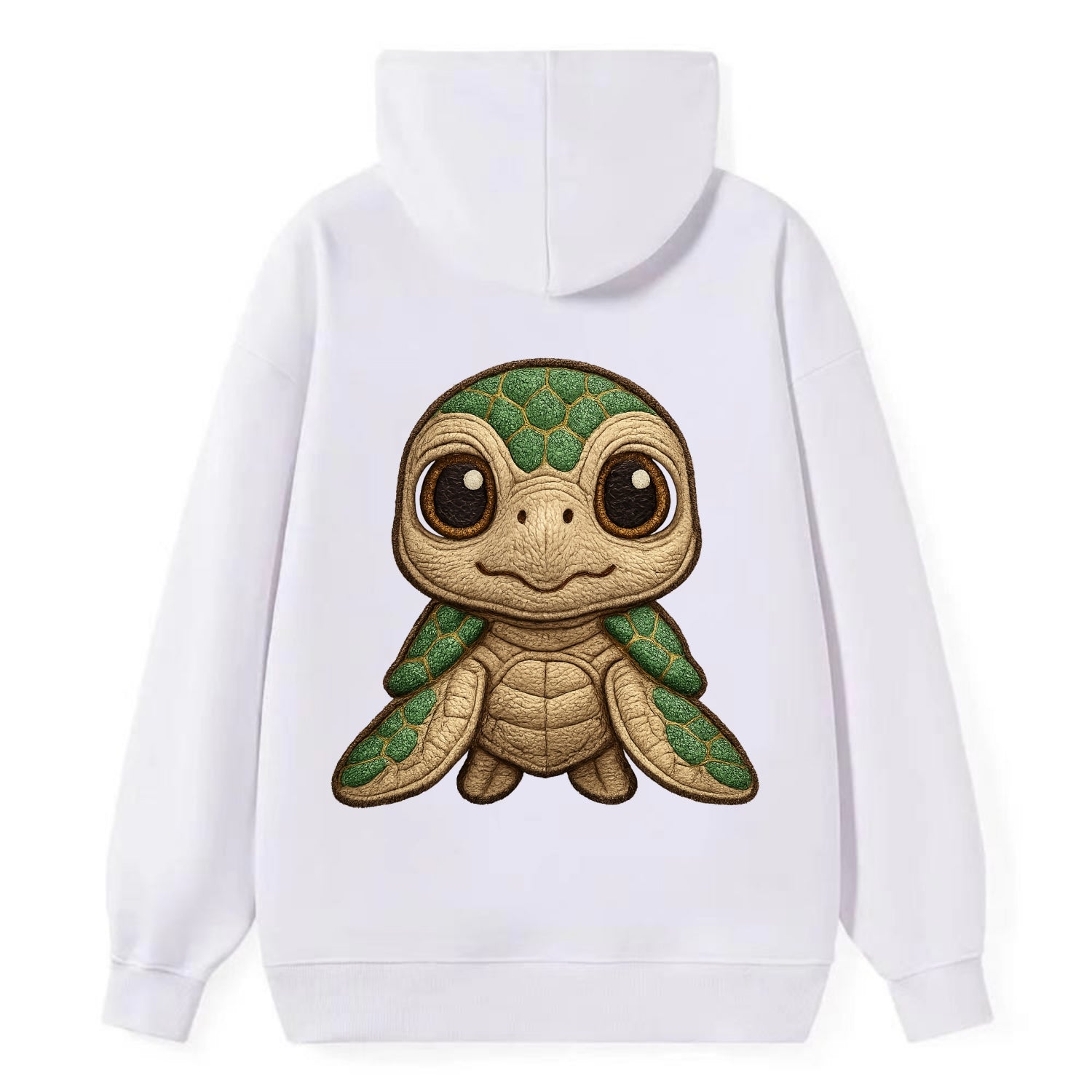 Baby Green Sea Turtle - emerald shell, large innocent brown eyes, tiny - Classic Pullover Hoodie - White