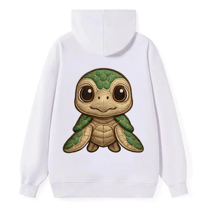 Baby Green Sea Turtle - emerald shell, large innocent brown eyes, tiny - Classic Pullover Hoodie - White