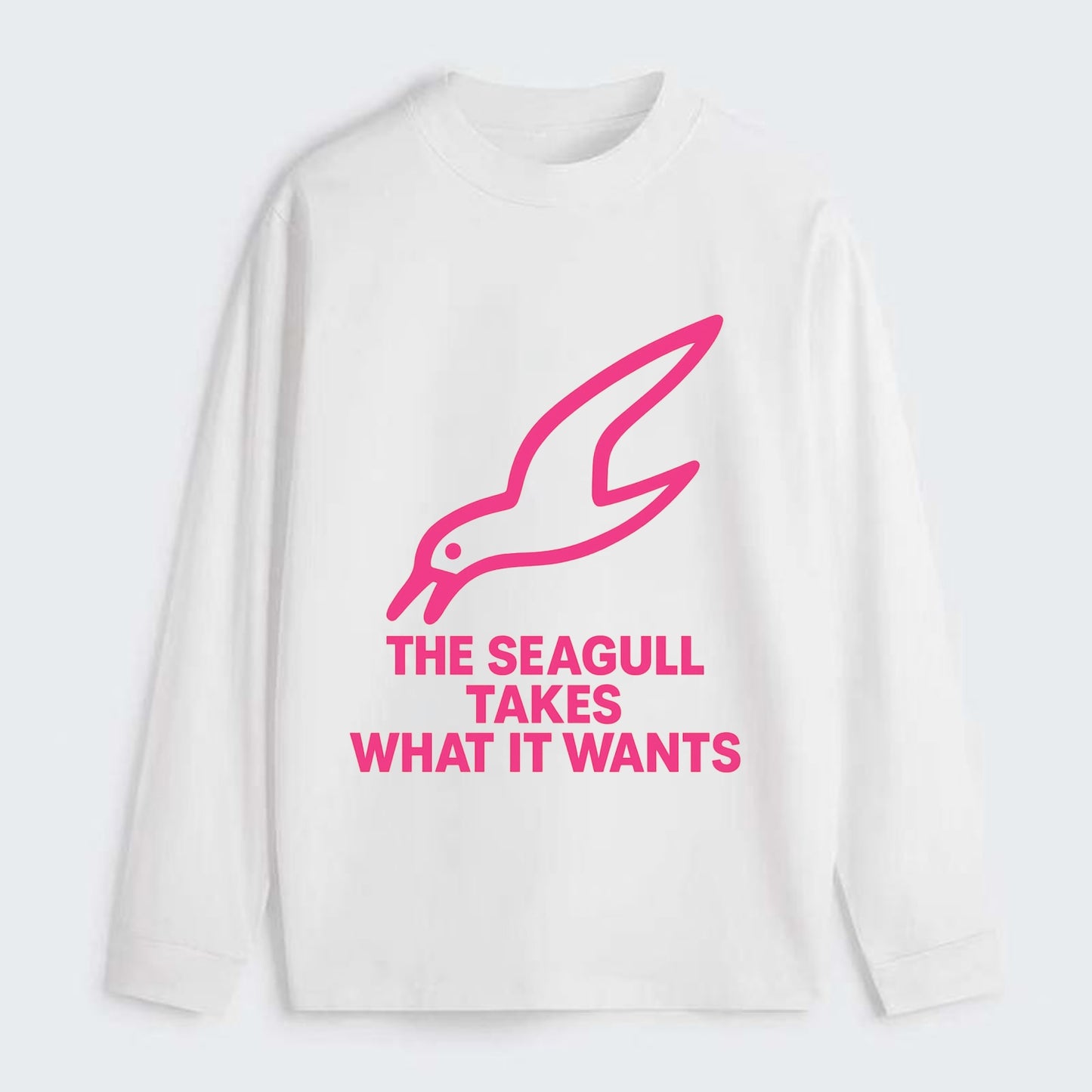 THE SEAGULL TAKES WHAT IT WANTS | Aggressive seagull diving down - Classic Long Sleeve Shirt - White