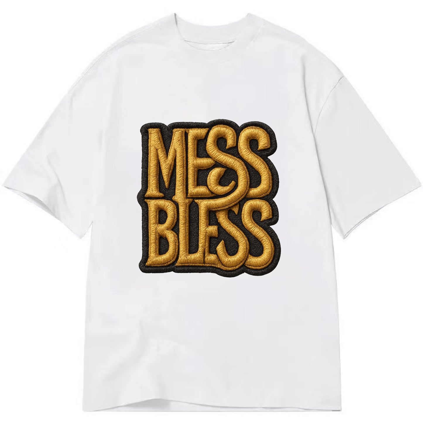 MESS;BLESS UP Gold Metallic Visor - Classic T-shirt - White