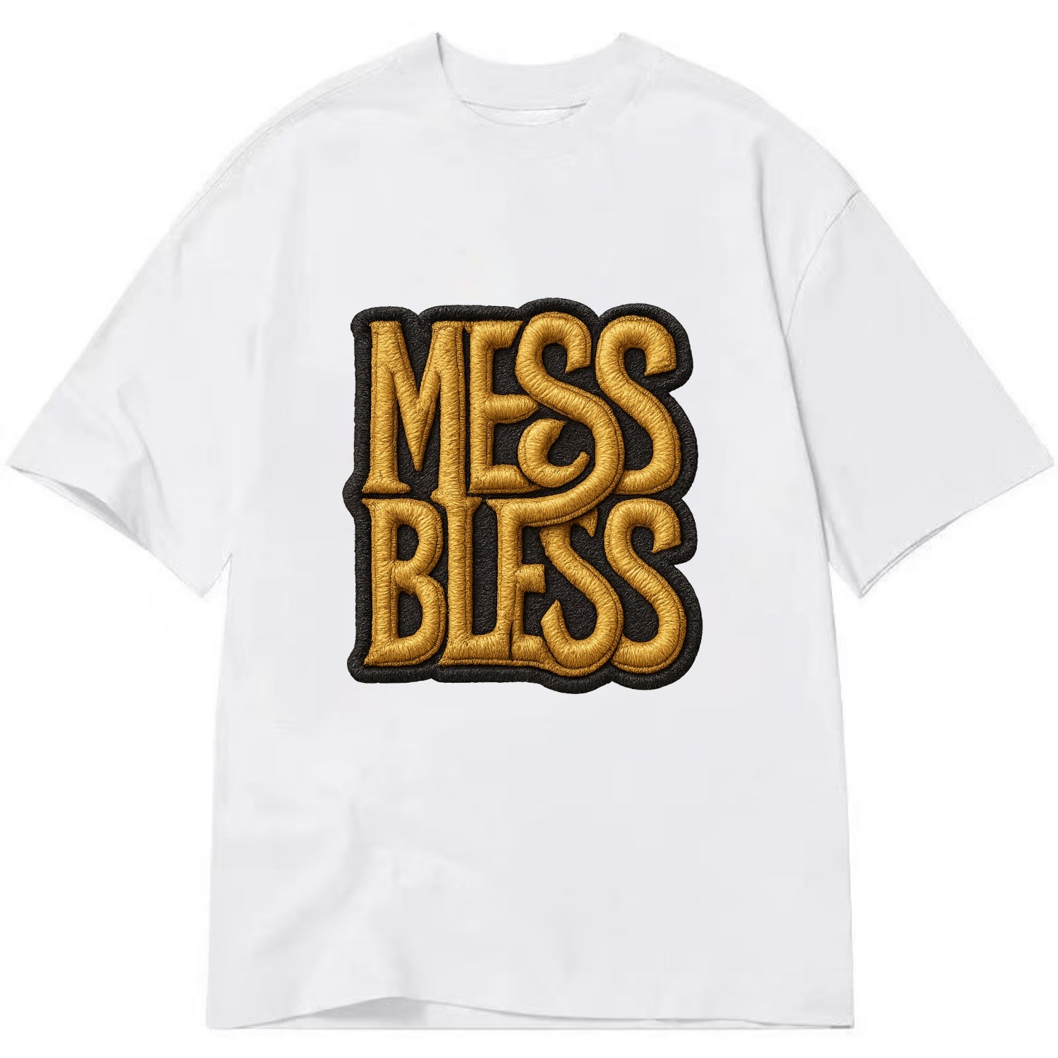 MESS;BLESS UP Gold Metallic Visor - Classic T-shirt - White