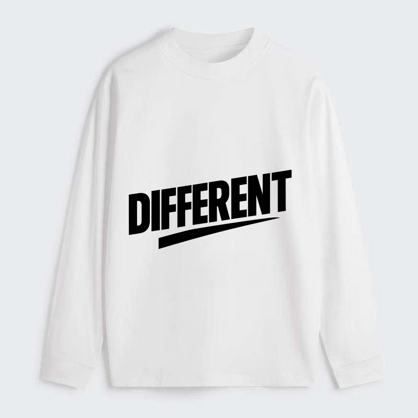 Bold typography design - "DIFFERENT" - standing out, not following crowd - Classic Long Sleeve Shirt - White