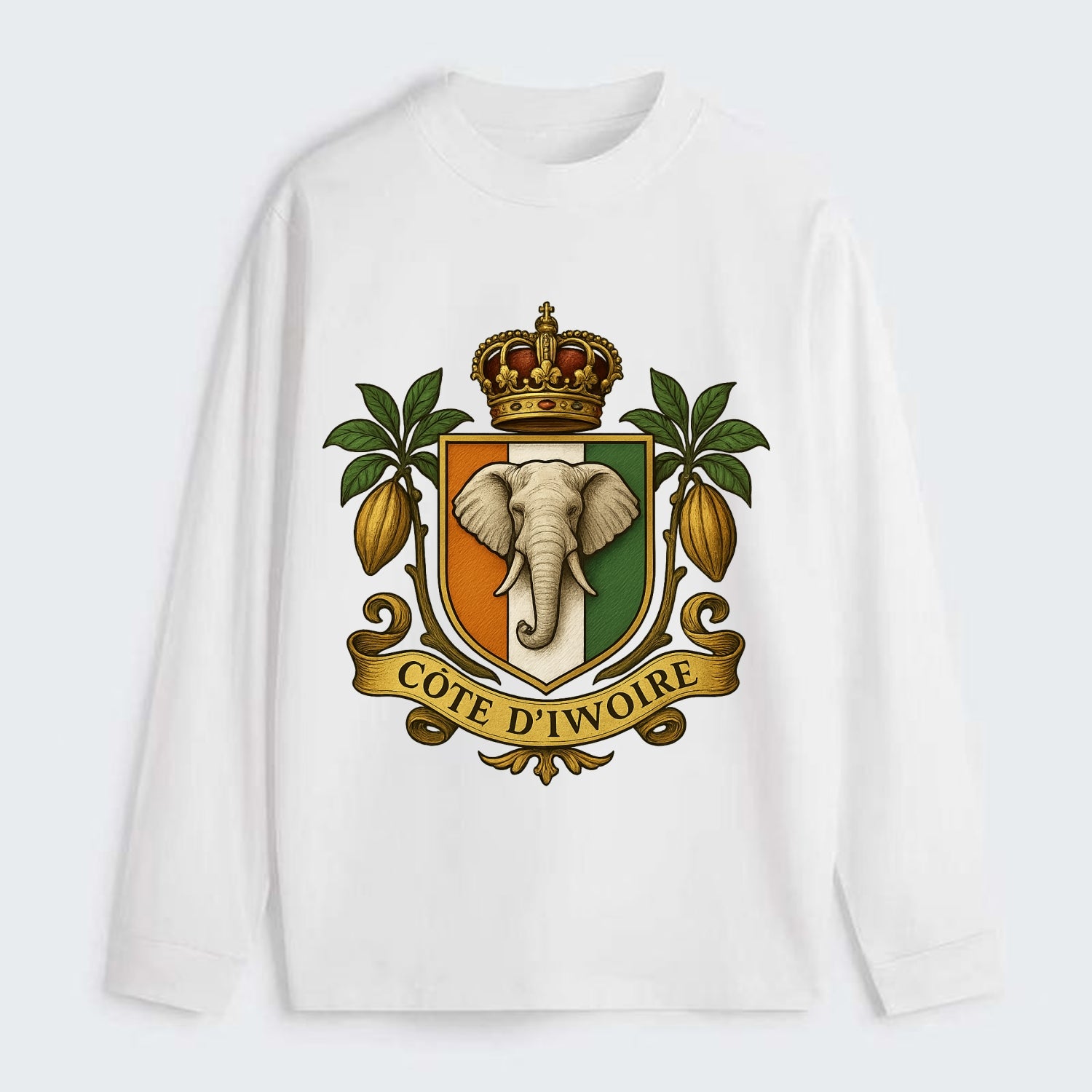 Ivory Coast Royal Logo - Classic Long Sleeve Shirt - White