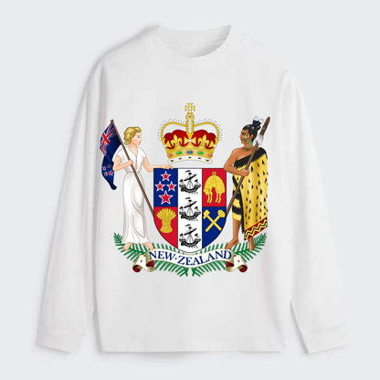 Coat Of Arms Of New Zealand - Classic Long Sleeve Shirt - White