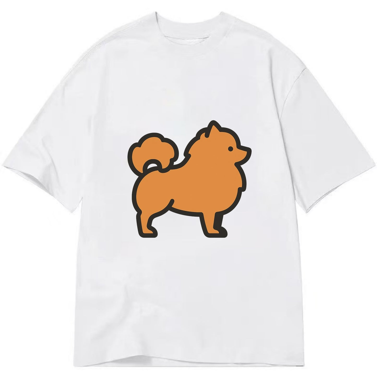 Pomeranian - Orange fluffy flat side profile - Classic T-shirt - White